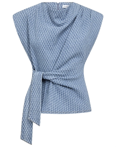 Co'Couture - AntoCC Denim Pleat Top - Light Denim